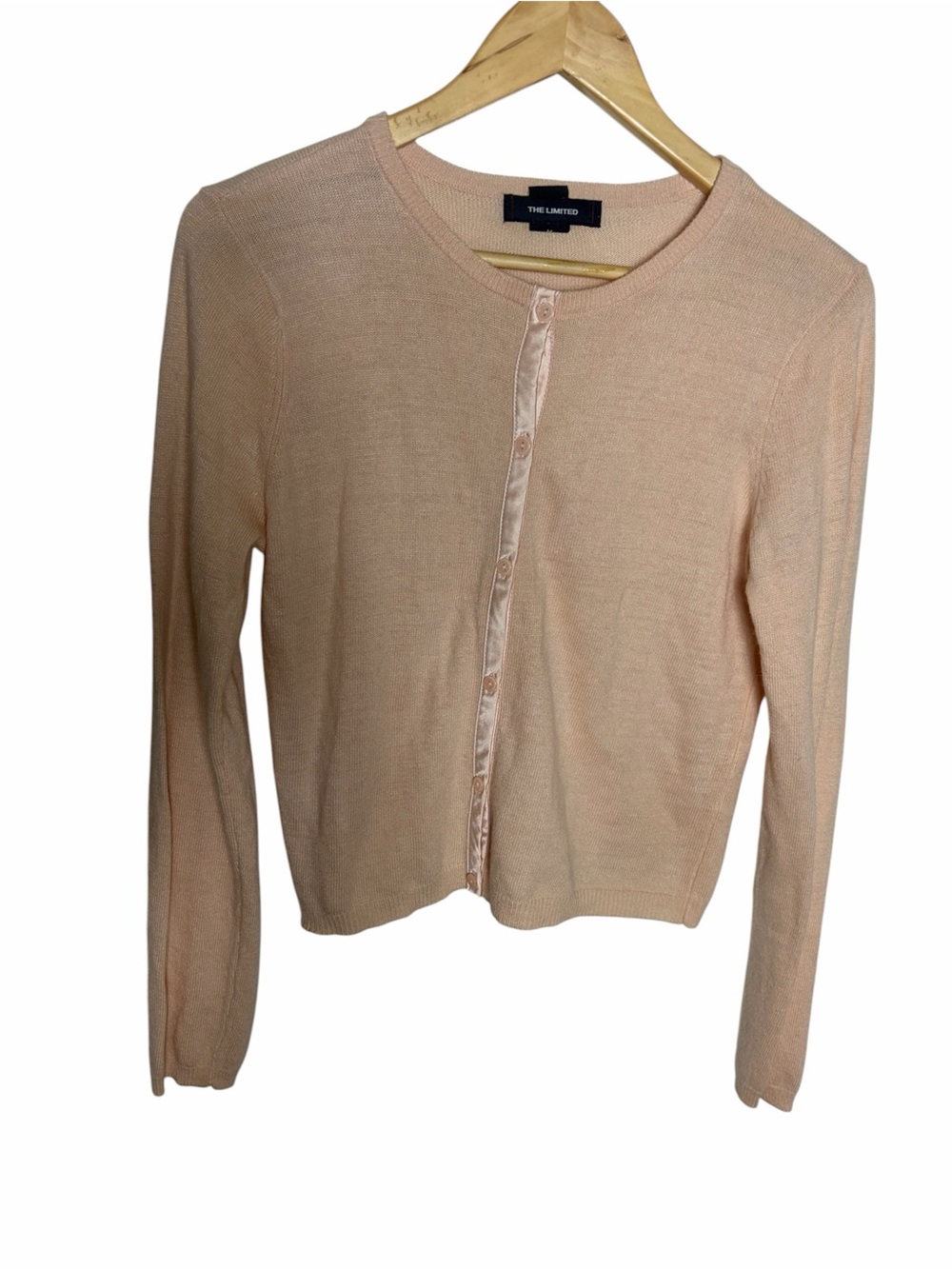 Y2K The Limited pastel peach silk wool button front cardigan sweater size M